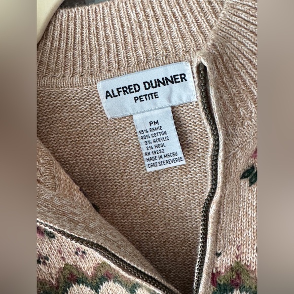 Vintage 90s Alfred Dunner Saratoga Springs Floral Embroidered Zip Sweater ramie - Picture 7 of 12